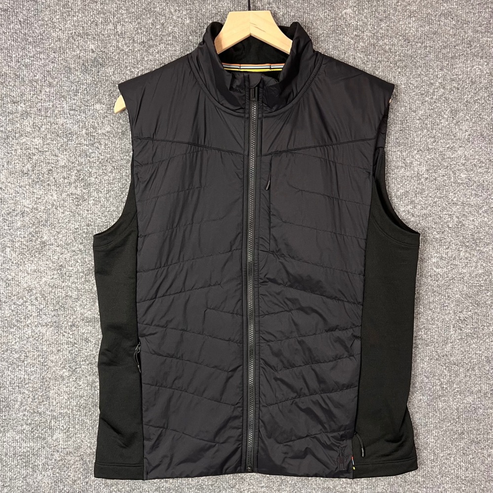 Smartwool Smartloft Vest Mens L Black Excellent Merino Wool Padded Full Zip